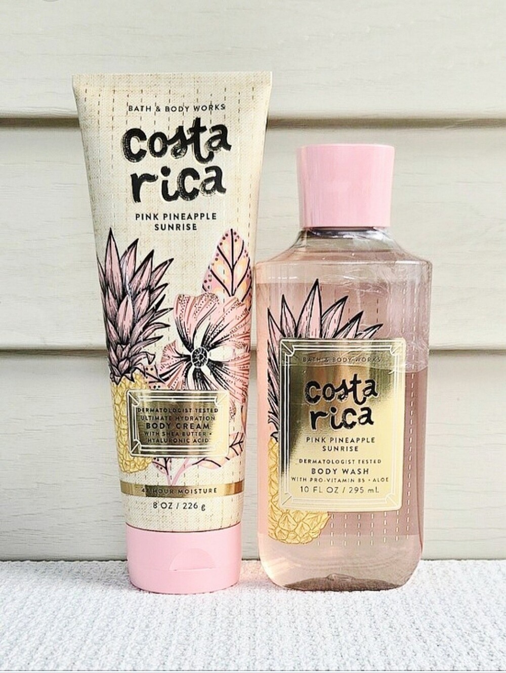Bath & Body Works Set - Costa Rica Pink Pineapple Sunrise - 8 oz & 10 oz